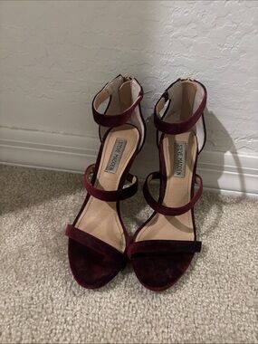 Steve Madden Burgundy Multi-Strap High Heel Sandals